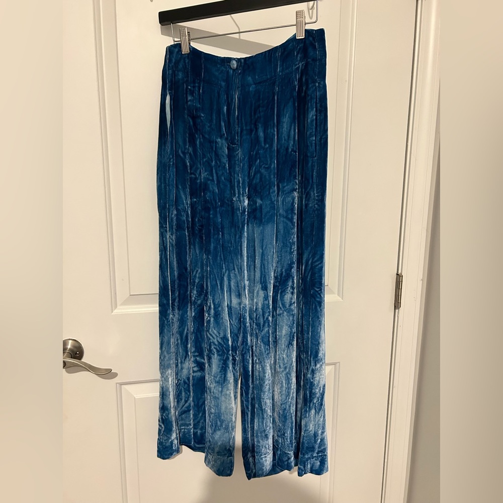 Raquel Allegra Indigo Tie-Dye Velvet Trousers